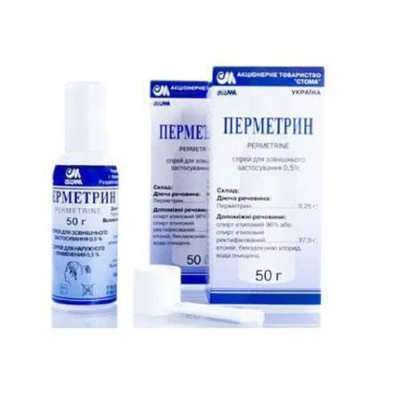 ПЕРМЕТРИН розчин нашкірний 0,5 % по 50 г у флаконі